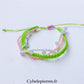 Bracelet “Trio Estival – Sorbet Douceur” – micro macramé & quartz rose facetté
