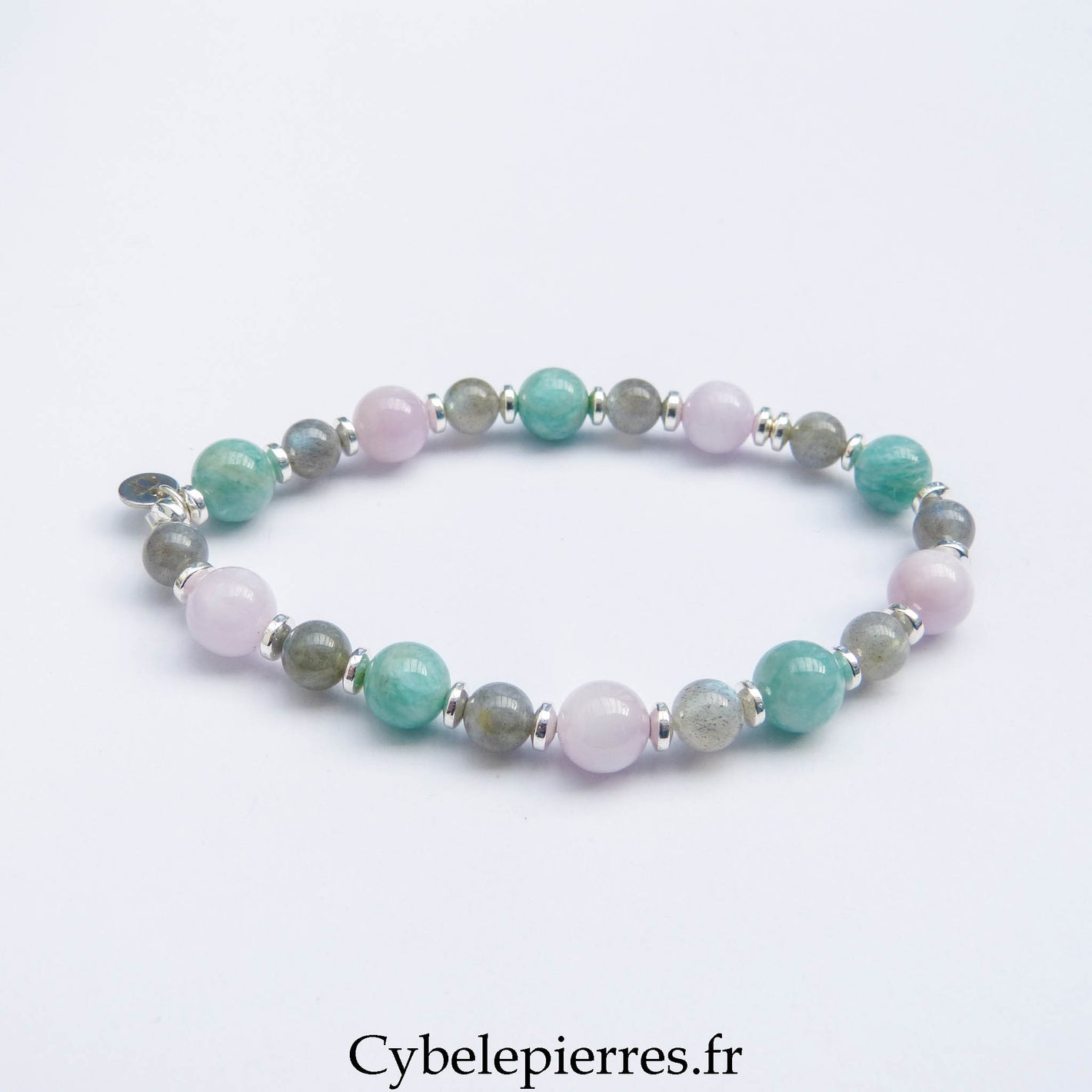 Bracelet Kunzite, Amazonite et Labradorite (6 et 8 mm) – 19 cm | Apaisement & Intuition