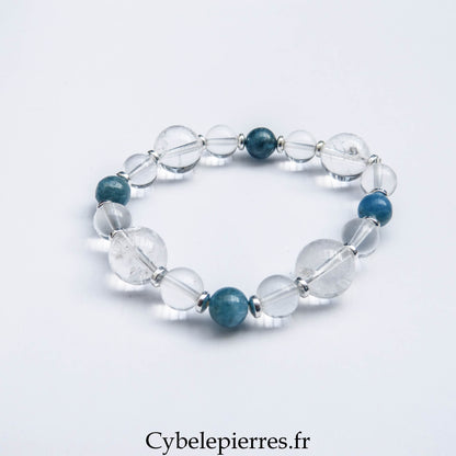 Bracelet Cristal de Roche (12 & 8 mm) & Apatite (8 mm) – 17 cm | Clarté & Expression