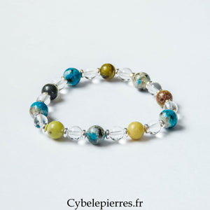 Bracelet Jaspe K2, Opale Verte et Cristal de Roche (6 et 8 mm) – 18 cm | Calme, Protection et Clarté