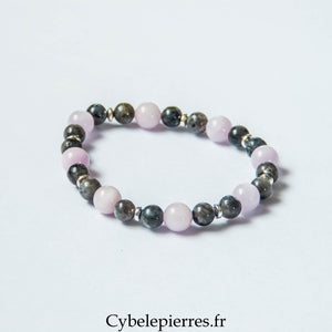 Bracelet Relaxant – Kunzite et Larvikite (6 et 8 mm) – 19 cm | Ancrage, Réconfort et Sérénité