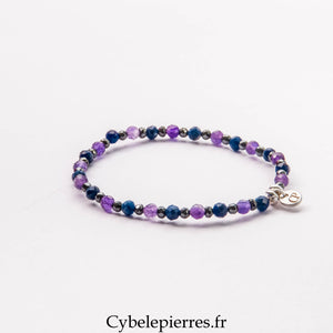 Bracelet Charoïte, Œil de Taureau et Améthyste Facettée (6 et 3 mm) – 17 cm | Protection, Sérénité et Vitalité