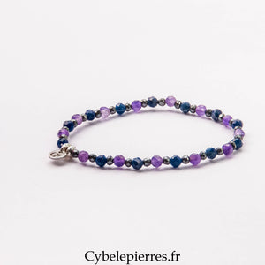 Bracelet Charoïte, Œil de Taureau et Améthyste Facettée (6 et 3 mm) – 17 cm | Protection, Sérénité et Vitalité