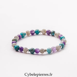 Bracelet Zen Attitude - Améthyste, Apatite bleue et Labradorite (6mm) - 18cm