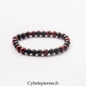 Bracelet Œil de Taureau et Onyx (6 mm) - 17 cm | Protection et Maîtrise