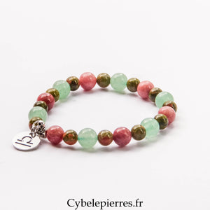 Bracelet Balance – Thulite, Aventurine Verte et Unakite (6 et 8 mm) – 16 à 21 cm | Équilibre, Douceur et Bienveillance