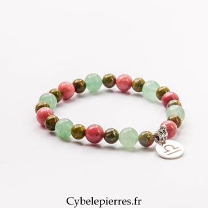 Bracelet Balance – Thulite, Aventurine Verte et Unakite (6 et 8 mm) – 16 à 21 cm | Équilibre, Douceur et Bienveillance