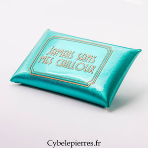 Pochette Verte avec texte  (Format S : Taille 9cm x 6cm)