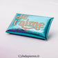 Pochette Bleue avec texte  (Format S : Taille 9cm x 6cm)