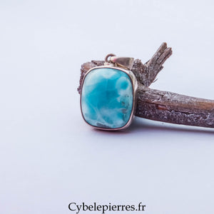 Pendentif Carré en Larimar Extra (25mm) – Apaisement et Clarté