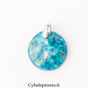 Pendentif rond Apatite Bleue (30mm) | Harmonie et Expression