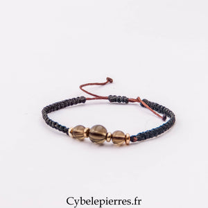 Bracelet Micro Macramé – Quartz Fumé (6 mm) | Ancrage, Stabilité et Sérénité
