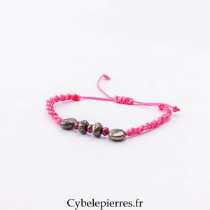 Bracelet Micro Macramé – Pyrite et Grenat Facettés | Protection, Courage et Énergie