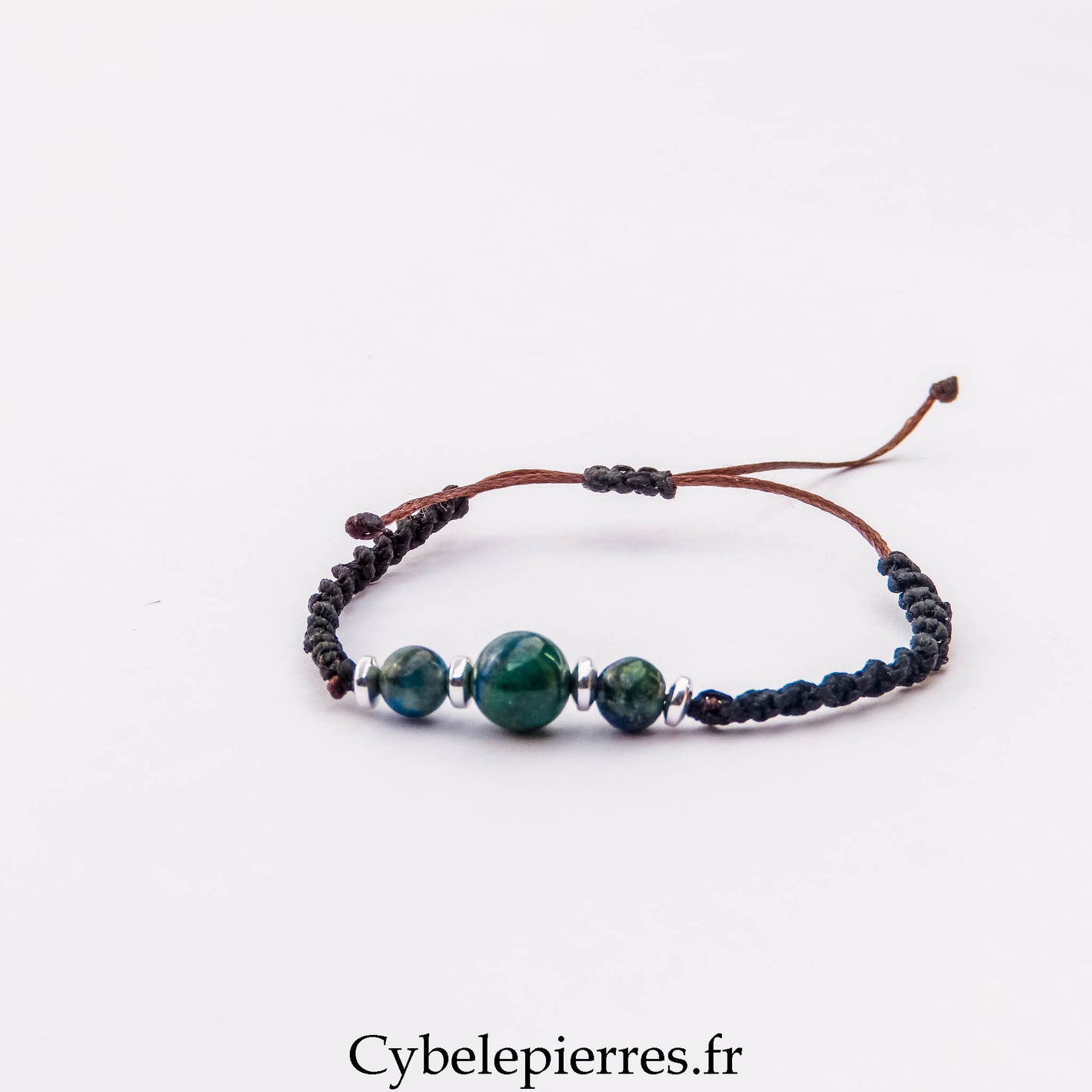 Bracelet Micro Macramé – Azurite-Malachite (6 mm) | Clarté, Transformation et Énergie