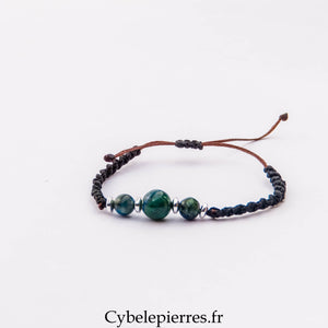 Bracelet Micro Macramé – Azurite-Malachite (6 mm) | Clarté, Transformation et Énergie