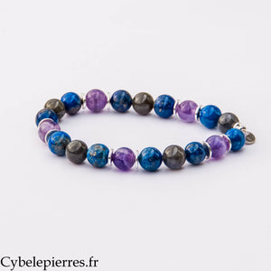 Bracelet Liberté - Améthyste, Lapis-Lazuli et Labradorite extra(8mm) - 18cm