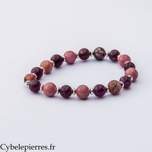 Bracelet "Ca ira" - Lépidolite et Rhodonite (8mm) - 18cm