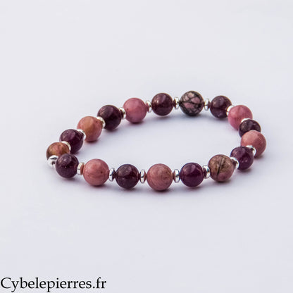 Bracelet "Ca ira" - Lépidolite et Rhodonite (8mm) - 18cm
