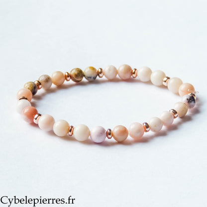 Bracelet Opale Rose (6mm) – 18 cm | Éveil & Apaisement