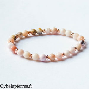 Bracelet Opale Rose (6mm) – 18 cm | Éveil & Apaisement