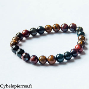 Bracelet Homme Triple Protection – Œil de Tigre, Œil de Taureau & Œil de Faucon (8mm) – 20 cm | Protection et Courage