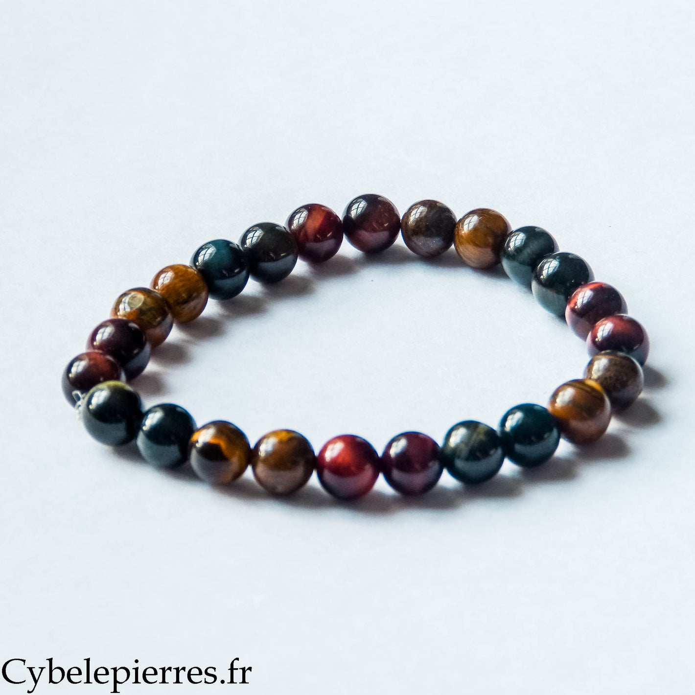 Bracelet Homme Triple Protection – Œil de Tigre, Œil de Taureau & Œil de Faucon (8mm) – 20 cm | Protection et Courage