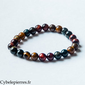 Bracelet Homme Triple Protection – Œil de Tigre, Œil de Taureau & Œil de Faucon (8mm) – 20 cm | Protection et Courage