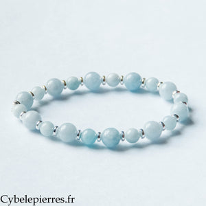 Bracelet Calme – Aigue-marine (6 et 8 mm) – 18 cm | Apaisement et Fluidité