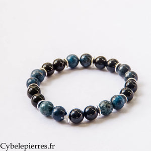 Bracelet Déblocage et Franchise – Dumortièrite et Tourmaline (8 mm) – 18 cm | Clarté et Ancrage