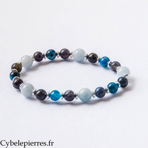 Bracelet Évasion de l’esprit – Aigue-marine, Cyanite et Iolite (6 et 8 mm) – 18 cm | Clarté mentale et Lâcher-prise