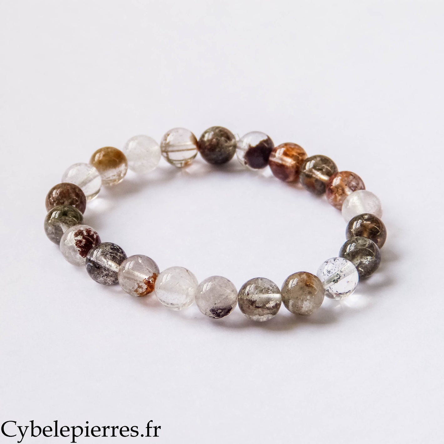 Bracelet Quartz Lodolite (8 mm) – 17 cm | Ancrage, Observation et Présence