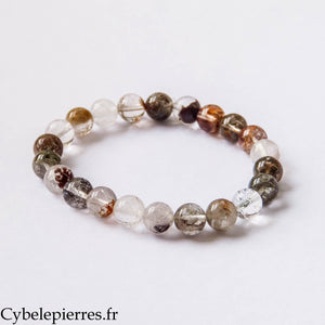 Bracelet Quartz Lodolite (8 mm) – 17 cm | Ancrage, Observation et Présence