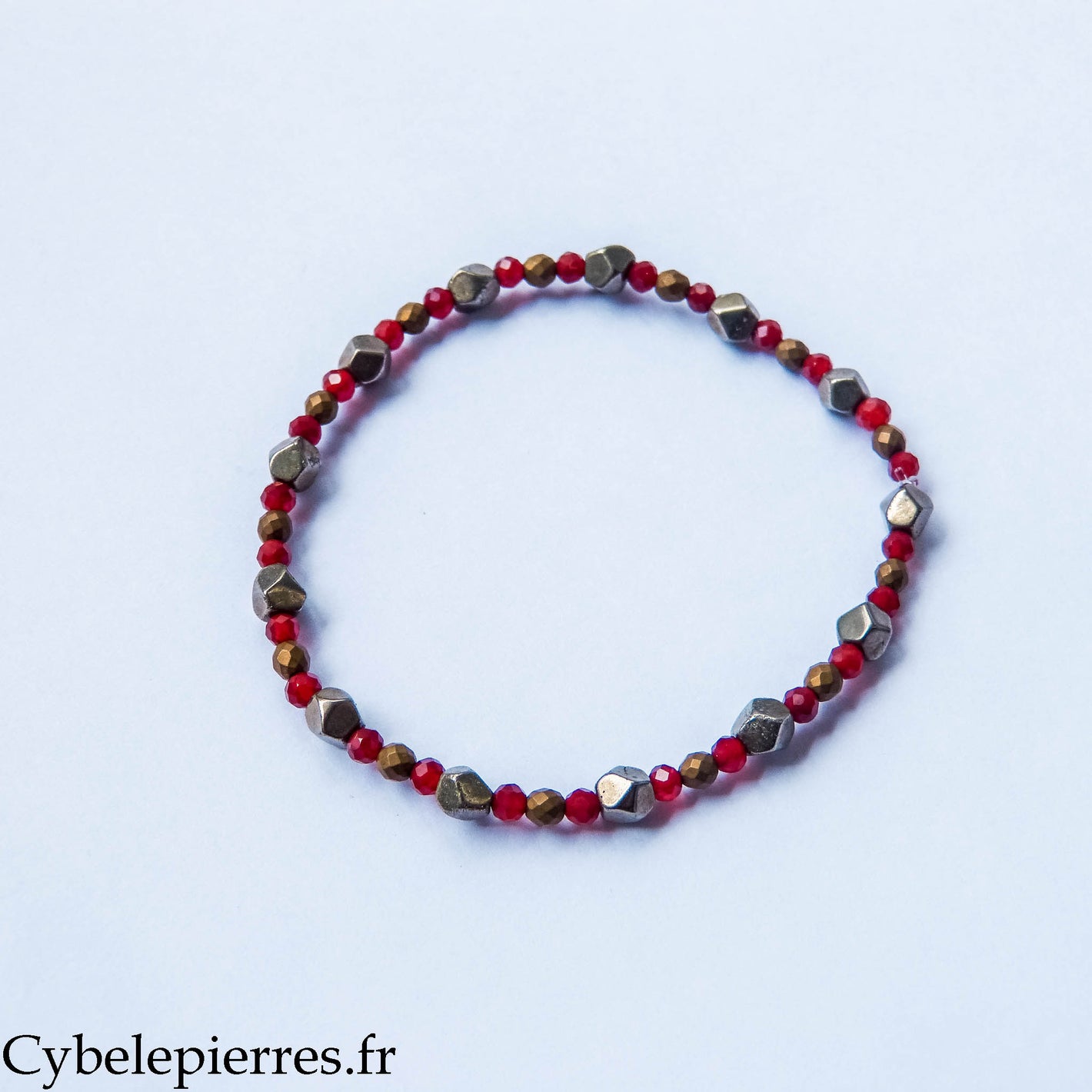 Bracelet Élan – Pyrite et Cornaline (4 mm et 3 mm) – 17 cm | Action et Motivation