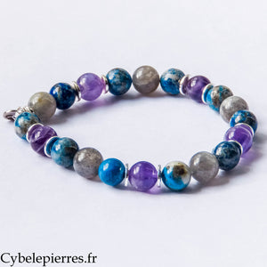 Bracelet Liberté - Améthyste, Lapis-Lazuli et Labradorite extra(8mm) - 18cm