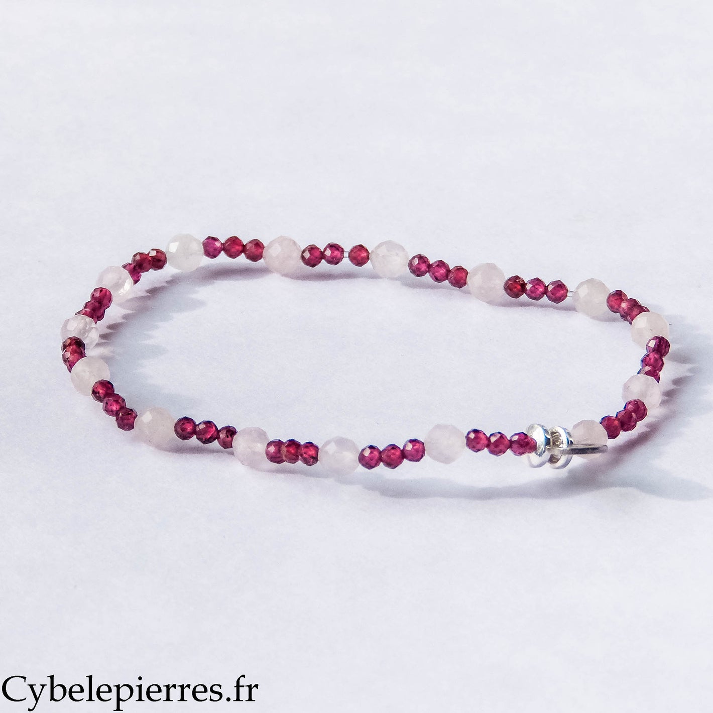 Bracelet In Love – Grenat et Quartz rose facetté (2 et 4 mm) – 17 cm | Vitalité et Sérénité