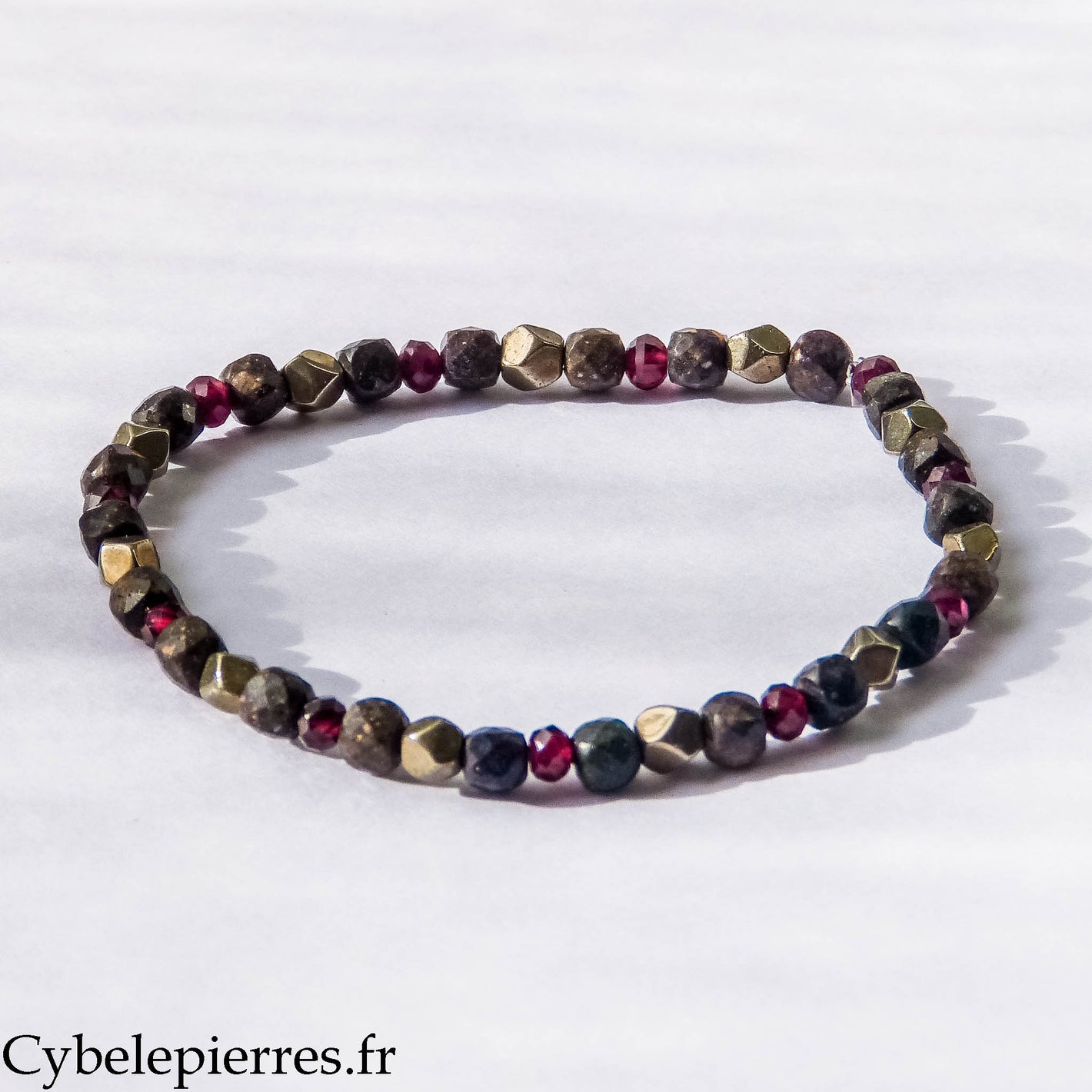 Bracelet Élan – Pyrite et Cornaline (4 mm et 3 mm) – 17 cm | Action et Motivation