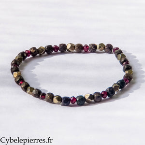 Bracelet Élan – Pyrite et Cornaline (4 mm et 3 mm) – 17 cm | Action et Motivation