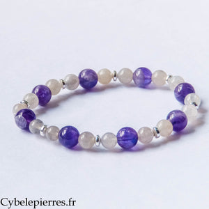 Bracelet Anti-Stress – Améthyste & Labradorite (8 mm & 6 mm) - 18 cm | Sérénité et Protection