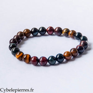 Bracelet Homme Triple Protection – Œil de Tigre, Œil de Taureau & Œil de Faucon (8mm) – 20 cm | Protection et Courage