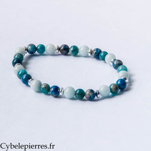 Bracelet Naïa - Aigue-marine, Lapis-Lazuli et Apatite (6mm) - 18cm | Clarté et Sérénité
