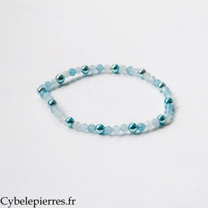 Bracelet Cymopoleia – Aigue-marine et Hématite bleue (3 mm) – 17 cm | Clarté et Expression