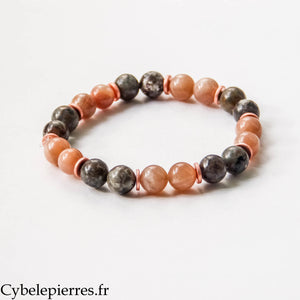 Bracelet Thia – Yooperlite et Pierre de Soleil (8 mm) – 17 cm | Protection et Vitalité