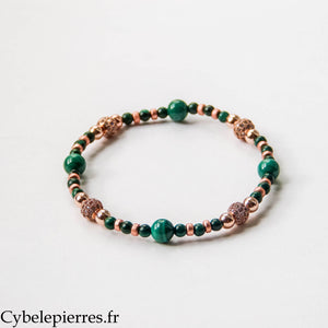 Bracelet Chloris – Malachite et Hématite rose dorée (4 et 2 mm) – 18 cm | Protection et Équilibre