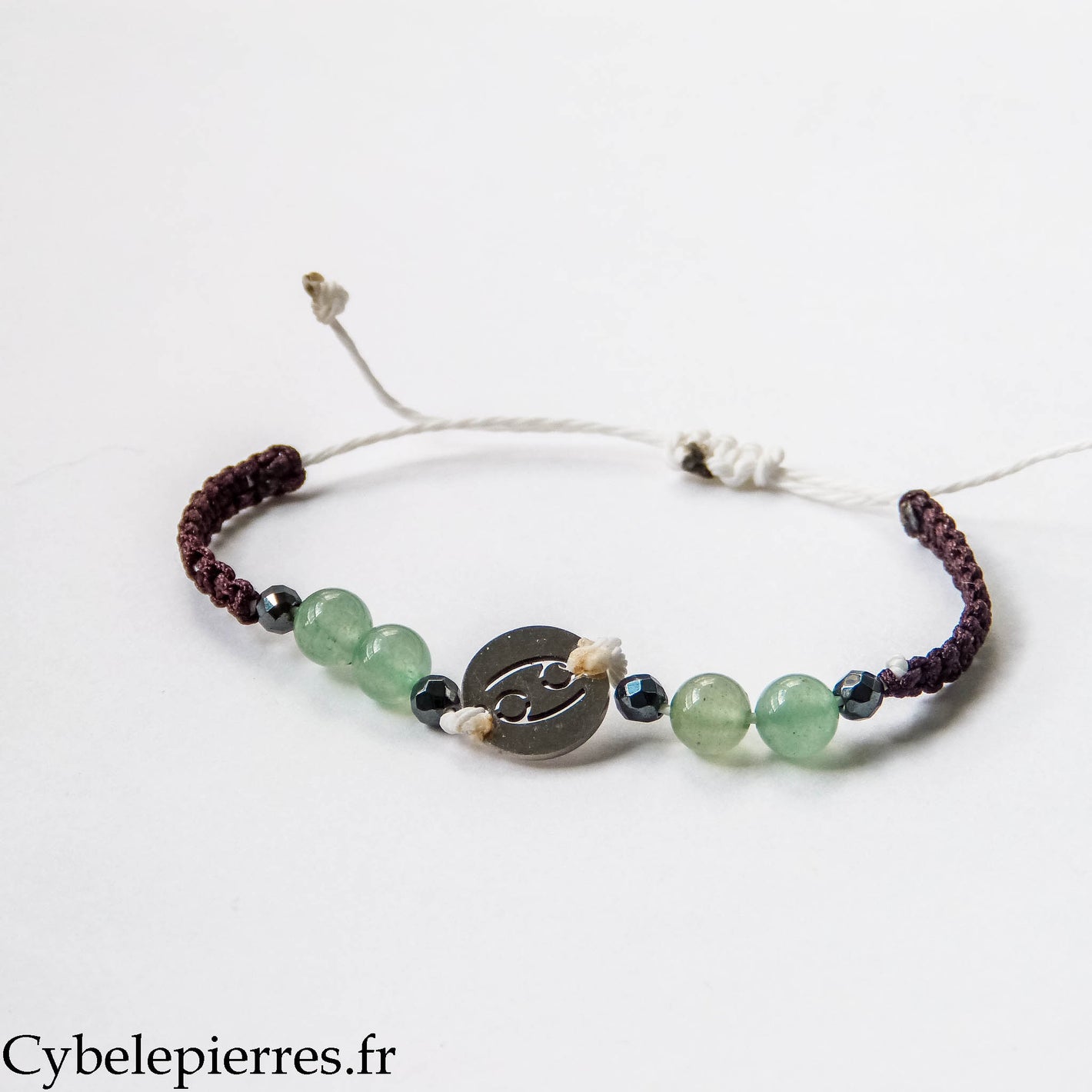 Bracelet Astrologie Cancer Aventurine Verte – Réglable, Breloque Argentée