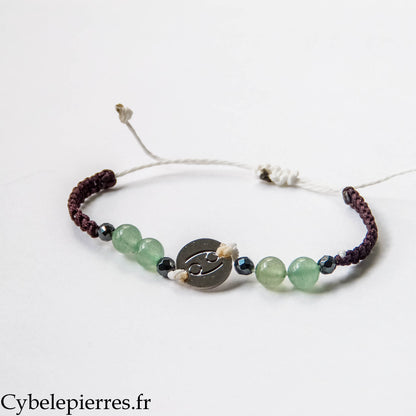 Bracelet Astrologie Cancer Aventurine Verte – Réglable, Breloque Argentée