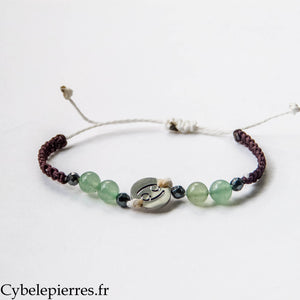 Bracelet Astrologie Cancer Aventurine Verte – Réglable, Breloque Argentée