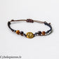 Bracelet Astrologie Lion Œil de Tigre – Réglable, Breloque Dorée