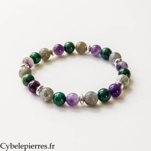 Emotions Bracelet - Malachite, Labradorite, and Amethyst (8 mm) - 19 cm | Balance and Protection