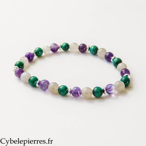 Pulsera Emociones - Malaquita, Labradorita y Amatista (6 mm) - 18 cm | Equilibrio y Protección (Copia)