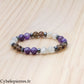 Bracelet Intuition – Pierre de lune blanche, Améthyste et Quartz fumé (8 mm) – 18 cm | Clarté et Ancrage